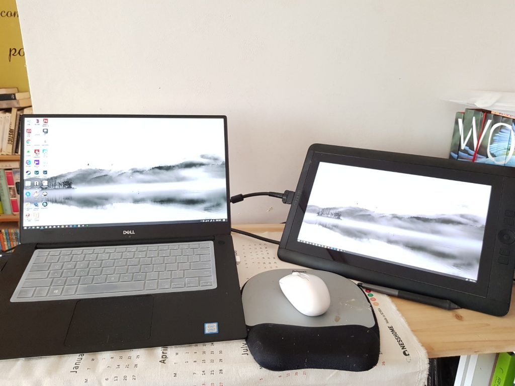 Spyder X Elite 를 이용하여 Dell Xps 15 9570과 Wacom Cintiq 13HD를 함께 교정한 화면