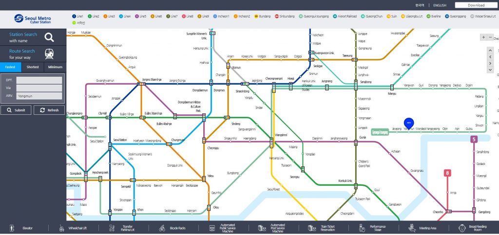 This picture is a subway map of Seoul.